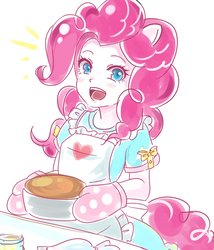 Size: 900x1050 | Tagged: safe, artist:aruba, pinkie pie, human, equestria girls, g4, apron, baking, clothes, eared humanization, female, oven mitts, pony coloring, solo, tailed humanization