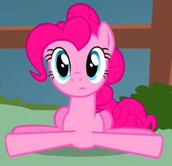 Size: 434x419 | Tagged: safe, screencap, pinkie pie, earth pony, pony, g4, putting your hoof down, cropped, female, leaning, mare, solo