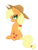 Size: 1770x2307 | Tagged: safe, artist:paskanaakka, derpibooru exclusive, applejack, earth pony, pony, g4, applejack's hat, colored hooves, cowboy hat, ear fluff, female, hat, lidded eyes, looking at you, looking back, simple background, sitting, smiling, solo, transparent background