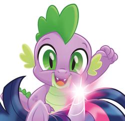 Size: 1229x1193 | Tagged: safe, spike, dragon, g4, my little pony: the movie, official, cute, glowing horn, happy, horn, movie, movie designs, spikabetes, spoiler