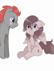 Size: 721x960 | Tagged: safe, artist:nadiaamyrose, artist:theartofchickennuggetz, oc, oc only, pony, couple, cute, looking at you, oc x oc, shipping