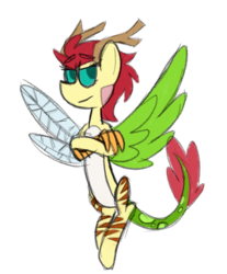 Size: 1820x2201 | Tagged: safe, artist:roseyicywolf, oc, oc only, oc:eris, hybrid, interspecies offspring, offspring, parent:discord, parent:fluttershy, parents:discoshy, simple background, solo