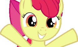 Size: 2699x1642 | Tagged: safe, artist:cyanlightning, apple bloom, earth pony, pony, g4, somepony to watch over me, adorabloom, animated, applebetes, blinking, close-up, cute, cyanlightning is trying to murder us, eye shimmer, female, gif, grin, happy, hooves up, incoming hug, looking at you, simple background, smiling, smiling at you, solo, sweet dreams fuel, this will end in hugs, transparent background