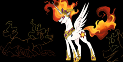 Size: 1280x647 | Tagged: safe, artist:colourssx, nightmare star, princess celestia, alicorn, pony, g4, black background, female, simple background, solo, spread wings