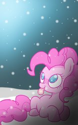Size: 600x960 | Tagged: safe, artist:aschiaj, pinkie pie, earth pony, pony, g4, :p, catching snowflakes, cute, diapinkes, female, looking up, no pupils, prone, snow, snowfall, solo, tongue out