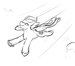 Size: 1280x1138 | Tagged: safe, artist:captainhoers, oc, oc only, oc:summer lights, pegasus, pony, cute, flying, monochrome, solo