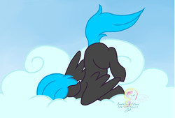 Size: 2954x1993 | Tagged: safe, artist:raspberrystudios, oc, oc only, pegasus, pony, ass up, cloud, face in the clouds, sky, solo, tripped