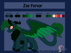 Size: 4014x3000 | Tagged: safe, artist:raspberrystudios, oc, oc only, oc:zae fervor, draconequus, chest fluff, green coat, high res, long tail, male, multiple legs, multiple limbs, reference sheet, solo, spread wings