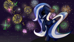 Size: 3309x1861 | Tagged: safe, artist:lixthefork, oc, oc only, pony, fireworks, solo