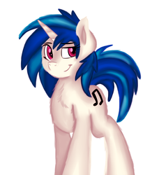 Size: 797x916 | Tagged: safe, artist:capseys, artist:jbond, color edit, edit, dj pon-3, vinyl scratch, pony, unicorn, g4, chest fluff, colored, female, mare, painting, simple background, smiling, solo, white background
