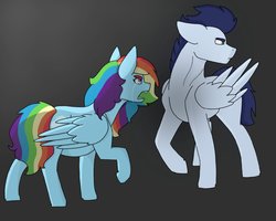 Size: 997x796 | Tagged: safe, artist:shewolf1284, rainbow dash, soarin', pony, g4, crying, fight, male, pregnant, ship:soarindash, shipping, story in the source, straight