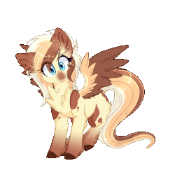 Size: 750x750 | Tagged: safe, artist:pvrii, oc, oc only, oc:heavenly hazelnut, pegasus, pony, animated, blinking, blue eyes, female, flapping, gif, looking at you, mare, simple background, solo, transparent background