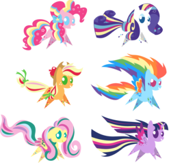 Size: 1476x1413 | Tagged: safe, artist:dragonfoorm, artist:limeylassen, applejack, fluttershy, pinkie pie, rainbow dash, rarity, twilight sparkle, alicorn, pony, g4, mane six, pointy ponies, rainbow power, simple background, transparent background, twilight sparkle (alicorn)