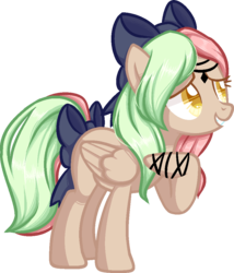 Size: 886x1033 | Tagged: safe, artist:strawburryoreo, oc, oc only, oc:hannah, pegasus, pony, bracelet, jewelry, ribbon, simple background, solo, transparent background