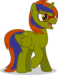 Size: 5410x7057 | Tagged: safe, artist:time-zeb-cifra, oc, oc only, oc:storm spark, alicorn, pony, 2019 community collab, derpibooru community collaboration, absurd resolution, alicorn oc, glasses, male, open mouth, shadow, simple background, solo, transparent background, vector