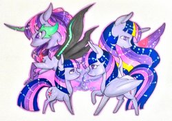 Size: 1024x721 | Tagged: safe, artist:oneiria-fylakas, twilight sparkle, pony, equestria girls, g4, equestria girls ponified, midnight sparkle, ponified, rainbow power, self ponidox, traditional art, twilight sparkle (alicorn)