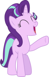 Size: 2751x4296 | Tagged: safe, artist:cloudyskie, starlight glimmer, pony, unicorn, a hearth's warming tail, g4, .ai available, cute, eyes closed, female, glimmerbetes, happy, high res, mare, open mouth, raised hoof, simple background, solo, transparent background, vector