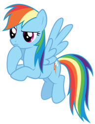 Size: 2506x3253 | Tagged: safe, artist:cloudyskie, rainbow dash, pony, g4, may the best pet win, .ai available, female, flying, high res, simple background, solo, thinking, transparent background, vector