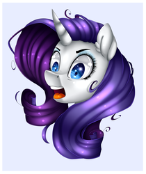 Size: 2200x2620 | Tagged: safe, artist:akimi--chan, artist:mediasmile666, rarity, pony, g4, bust, collaboration, eye reflection, female, head, high res, open mouth, portrait, reflection, simple background, solo