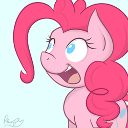 Size: 1024x1024 | Tagged: safe, artist:pexpy, pinkie pie, earth pony, pony, g4, blue background, female, open mouth, simple background, smiling, solo