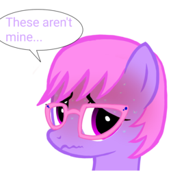 Size: 1000x1000 | Tagged: safe, artist:toyminator900, oc, oc only, oc:melody notes, pegasus, pony, ashamed, bust, female, glasses, mare, portrait, scrunchy face, simple background, solo, speech bubble, sweat, transparent background