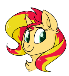 Size: 900x990 | Tagged: safe, artist:zombietoasts, sunset shimmer, pony, unicorn, g4, bust, female, portrait, simple background, smiling, solo, transparent background