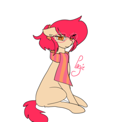 Size: 1024x1041 | Tagged: safe, artist:cubbybatdoodles, oc, oc only, oc:pagie, earth pony, pony, clothes, female, glasses, mare, scarf, simple background, solo, transparent background