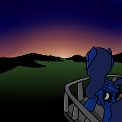 Size: 1280x1280 | Tagged: safe, artist:neuro, princess luna, alicorn, pony, g4, female, solo, sunset