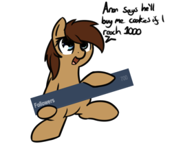 Size: 1260x1140 | Tagged: safe, artist:neuro, oc, oc only, earth pony, pony, dialogue, followers, meta, open mouth, simple background, smiling, solo, transparent background, tumblr