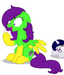 Size: 334x386 | Tagged: safe, artist:anxiouslilnerd, oc, oc only, oc:camoflage cat, oc:thunderstorm, pegasus, pony, unicorn, cutie mark, looking at old art, paint tool sai, simple background, transparent background, vector, vector trace