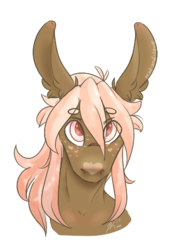 Size: 325x458 | Tagged: safe, artist:mint-and-love, oc, oc only, oc:soft boi, pony, big ears, blushing, bust, cute, looking at you, male, pink hair, solo