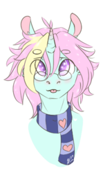 Size: 253x390 | Tagged: safe, artist:mint-and-love, oc, oc only, oc:bree, oc:umbreow, pony, cute, femboy, glasses, looking at you, male, soft boi, solo, tongue out