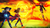 Size: 3000x1688 | Tagged: safe, artist:mauroz, sunset shimmer, trixie, twilight sparkle, human, phoenix, g4, block, clothes, counterparts, fiery shimmer, fight, fingerless gloves, fire, floating, gloves, hat, humanized, magic, magic circle, spell, sunset phoenix, twilight's counterparts, wizard hat