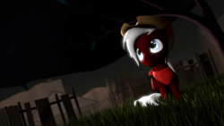Size: 1920x1080 | Tagged: safe, artist:wiizzie, oc, oc only, oc:aggie, pegasus, pony, 3d, cowboy hat, female, fence hat, grass, hat, mare, solo, stetson