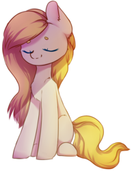 Size: 1282x1660 | Tagged: safe, artist:astralblues, oc, oc only, earth pony, pony, beanbrows, eyebrows, eyes closed, female, mare, simple background, sitting, solo, transparent background
