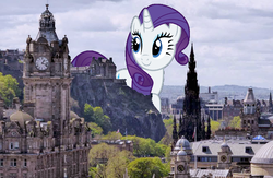 Size: 1320x863 | Tagged: safe, artist:logan859, artist:slb94, rarity, pony, g4, 1000 hours in ms paint, edinburgh, giant pony, highrise ponies, irl, macro, ms paint, photo, ponies in real life, scotland, united kingdom