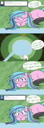 Size: 1280x3680 | Tagged: safe, artist:hummingway, oc, oc only, oc:feather hummingway, oc:swirly shells, ask-humming-way, dialogue, speech bubble, tumblr, tumblr comic