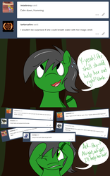 Size: 1280x2049 | Tagged: safe, artist:hummingway, oc, oc only, oc:feather hummingway, ask-humming-way, dialogue, speech bubble, tumblr, tumblr comic