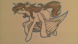 Size: 1024x576 | Tagged: safe, artist:oneiria-fylakas, oc, oc only, alicorn, pony, female, mare, solo, traditional art