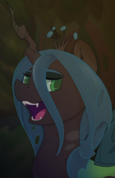 Size: 6600x10200 | Tagged: safe, artist:lula-moonarts, queen chrysalis, changeling, changeling queen, g4, absurd resolution, crown, female, jewelry, open mouth, regalia, solo