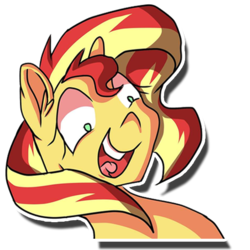 Size: 512x512 | Tagged: safe, artist:kenishra, sunset shimmer, pony, unicorn, g4, cute, female, insanity, laughing, mare, open mouth, simple background, snapset shimmer, solo, transparent background