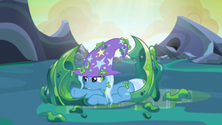 Size: 1280x720 | Tagged: safe, screencap, trixie, pony, g4, to where and back again, changeling slime, female, mare, slime, solo