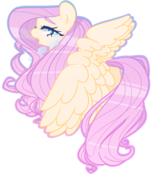 Size: 1080x1233 | Tagged: safe, artist:vivian reed, fluttershy, pegasus, pony, g4, crying, female, looking back, profile, sad, simple background, solo, spread wings, teary eyes, transparent background