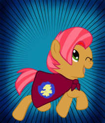 Size: 1410x1660 | Tagged: safe, artist:silversthreads, babs seed, earth pony, pony, g4, cape, clothes, cmc cape, female, solo