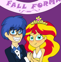 Size: 1120x1140 | Tagged: safe, artist:purfectprincessgirl, flash sentry, sunset shimmer, equestria girls, g4, acne, adorkable, blushing, braces, cute, diasentres, dork, freshman, glasses, male, nerd, ship:flashimmer, shipping, straight, younger