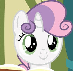 Size: 2039x1981 | Tagged: safe, artist:cyanlightning, sweetie belle, pony, unicorn, g4, the cart before the ponies, animated, blinking, book, classroom, cute, diasweetes, eye shimmer, female, filly, gif, happy, loop, solo, sweet dreams fuel