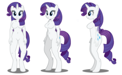 Size: 1542x959 | Tagged: safe, artist:flash equestria photography, rarity, anthro, unguligrade anthro, g4, barbie doll anatomy, breasts, busty rarity, featureless breasts, featureless crotch, female, show accurate, show accurate anthro, simple background, solo, white background