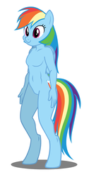 Size: 467x927 | Tagged: safe, artist:flash equestria photography, rainbow dash, anthro, unguligrade anthro, g4, barbie doll anatomy, breasts, featureless breasts, featureless crotch, female, show accurate, show accurate anthro, simple background, solo, white background