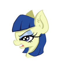 Size: 1096x1333 | Tagged: safe, artist:paskanaakka, derpibooru exclusive, powder rouge, earth pony, pony, g4, angry, bust, ear fluff, female, lidded eyes, looking at you, open mouth, portrait, simple background, solo, teeth, transparent background