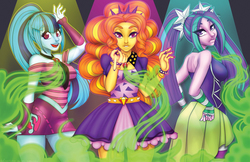 Size: 1530x990 | Tagged: safe, artist:bumblebun, adagio dazzle, aria blaze, sonata dusk, equestria girls, g4, my little pony equestria girls: rainbow rocks, sleeveless, the dazzlings